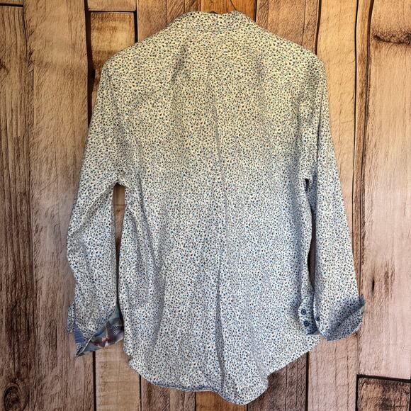 Robert Graham Shirt Casual Button Up Large White Blue Long Sleeve Pattern Cuff - Picture 2 of 8